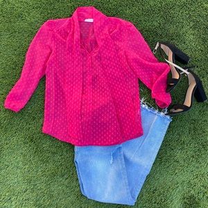 Pink bow front blouse